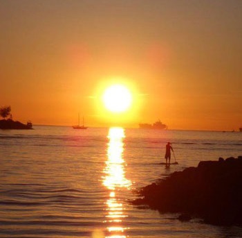vancouver summer beach sunset paddle boarder
